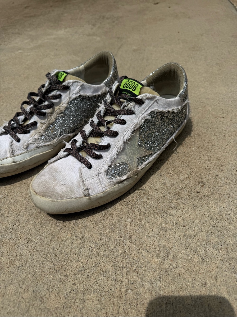 Limited Edition Golden Goose White Silver Glitter Superstar Sneakers
